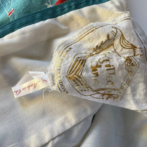 Knitted Dove Blue Retro Sailboat Print Dress sz L - Picture 10 of 12